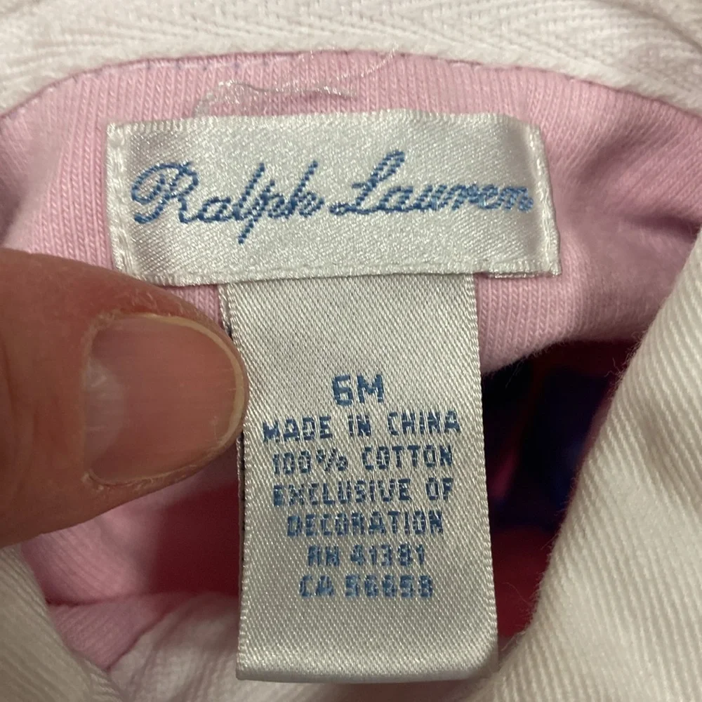 Ralph Lauren pink blue striped bubble romper one piece 6m